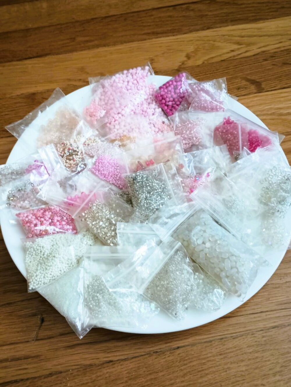 DIY Assorted Bulk Seed & Small Beads 1.9lb Pink & White Tones